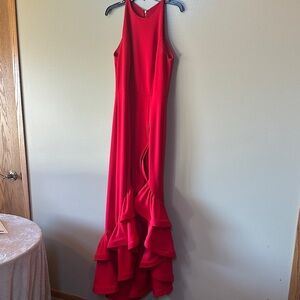 Chic Red Ruffled Prom Dress